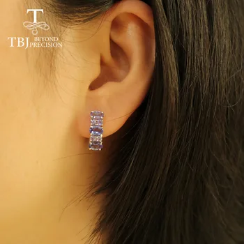 TBJ, Classic-4ct Naturlige Tanzanit lås øreringe 925 sterling sølv natural tanzania gemstone fine smykker til kvinder dejlig gave