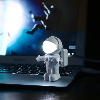 Astronauter Cool Spaceman LED Nat Lys Kreative Justerbar USB Nat Lamper Gadgets For Computer PC bordlampe