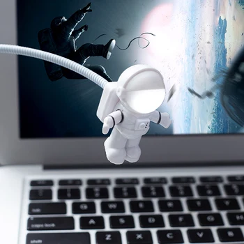 Astronauter Cool Spaceman LED Nat Lys Kreative Justerbar USB Nat Lamper Gadgets For Computer PC bordlampe