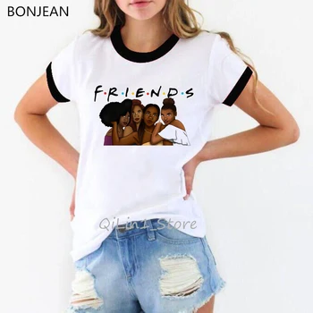 Kvinder Tøj 2019 Afro Melanin t-shirt kvinder, mode, venner tshirt femme Dronning Sort Pige print af 90'erne streetwear hip-hop, rock top