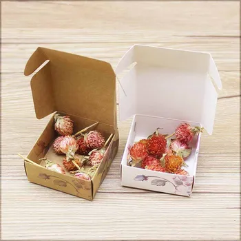 20/50p wholesaleDiy håndlavet blomst stil, Tak gaver, pakke max kraftpapir bryllup candy box 65x65x30mm part suppiles