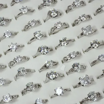 100Pcs AAA Zircon forlovelsesringe Mode Nye kvinder Bryllup masser kvindelige anel Smykker Østrigske Krystaller, Smykker top kvalitet 4041