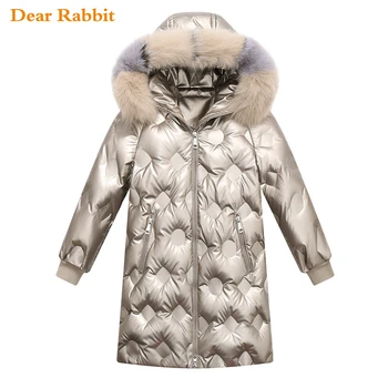2020 New Kids fashion pelsen er lang Vinter Tykkere Børn Ned jakke til pige Parkacoats Sne Bære Overtøj Barn Flyverdragt 5-14Y -30 160411
