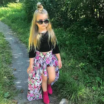 Mode Buksetrold Piger Tøj Sæt Sommer Baby Pige Tøj 3stk T-Shirt Blomst Shorts, Nederdele Børn Passer 2018 Kids Tøj