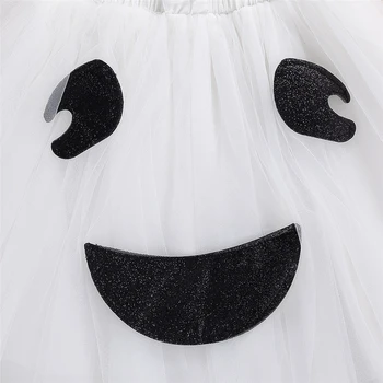 WenaZao Nyfødte Spædbarn Baby Buksetrold Piger Ghost Dress Hvid Multilayer Mesh Halterneck Bandage Enkle Design For Halloween Tøj