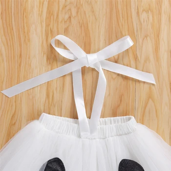 WenaZao Nyfødte Spædbarn Baby Buksetrold Piger Ghost Dress Hvid Multilayer Mesh Halterneck Bandage Enkle Design For Halloween Tøj