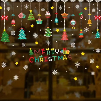 2021 Jul Statisk Klistermærker Decals til Butik Windows Glas Fliser Dekoration Glædelig Jul Sticker til nytår Hjem Indretning og DIY