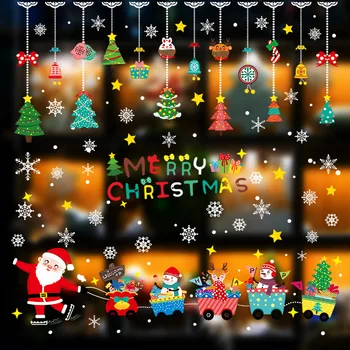 2021 Jul Statisk Klistermærker Decals til Butik Windows Glas Fliser Dekoration Glædelig Jul Sticker til nytår Hjem Indretning og DIY