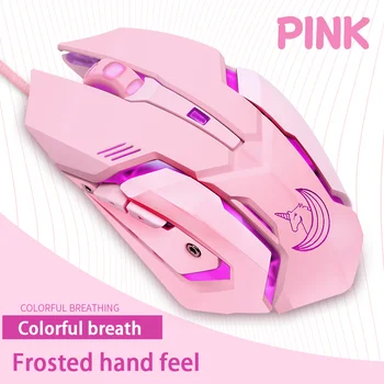 Pink gaming mus Ergonomisk med Professionelle high-end gaming chip og justerbar følsomhed-knappen, støjreduktion, HMO-161