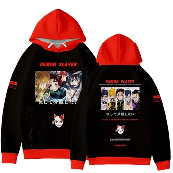 Populære Anime Demon Slayer Kimetsu Ingen Yaiba Hoodie Harajuku Streetwear Unisex/Kids Hættetrøjer Sweatshirt Mærke Jakke Tøj