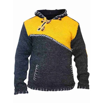 Fashion High street tidevand cool sweater mænd Hip hop Splejsning Hooded pullover Mænds Sweatercoat Streetwear til mænd sweater strik
