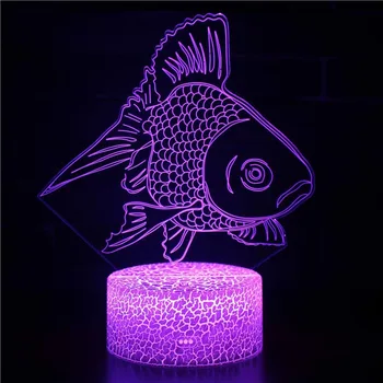 Fisk-Serien Gaver 3D Stereo-Vision Lampe Akryl 7 Farver Ændre USB-Soveværelse Sengen Night Light bordlampe