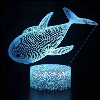 Fisk-Serien Gaver 3D Stereo-Vision Lampe Akryl 7 Farver Ændre USB-Soveværelse Sengen Night Light bordlampe