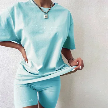 Kvinder Træningsdragt, Shorts To Delt Sæt Sommer Tøj Lounge Wear Pijama Conjunto Verano Mujer T-Shirts Femme 2020 Mode Tøj