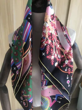 2020 nye ankomst mode elegant mærke, design, silke tørklæde 90*90 cm firkantet sjal twill wrap til kvinder, dame, pige