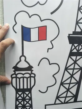Møbler Klistermærker Berømte Bygninger Vinyl Klistermærker Vægmaleri Paris Silhuet Frankrig Home Decor Wall Stickers til Garderobe og Dør