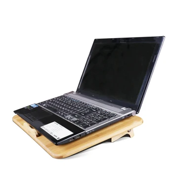 14 15.6 17 tommer Laptop Bambus Træ Køligere Base Heatsink Beslag med Dobbelt Fan Cooling Pad til Macbook Air, Pro Dell HP
