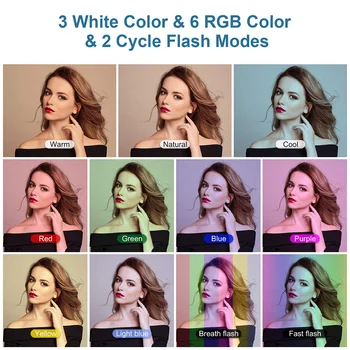 Clip-on RGB Mobiltelefon Selfie Ring Lys LED Multi-farve Fotografering Ring Lampe Makeup Ringlight til Telefonen, Tablet Youtube Video