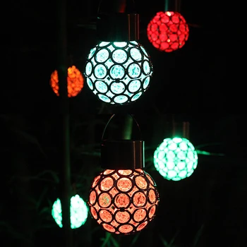 Offentlig solar LED pendel have sfæriske vandtæt hule hængende bolden hule hængende villa græsplænen have dekorativ lampe
