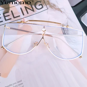 2020 Mode Ét stykke Overdimensionerede Solbriller Kvinder, Retro Vintage solbriller Luksus Brand Design Klart, Uindfattede Briller oculos