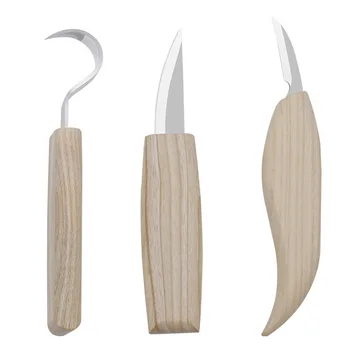 3pcs Træ Udskærings Kniv Mejsel Træbearbejdning Cutter Hånd Værktøj Sæt Peeling Træskærerarbejder Skulpturelle DIY Ske Udskæring Træsnit Værktøjer