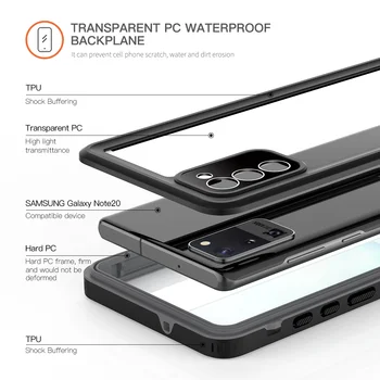 IP68 Vandtæt Dykning Phone Case for Samsung Note 20 Ultra Cover til Galaxy S20 Note 10 Plus Svømme Tilfælde 360 Graders Beskytte Funda