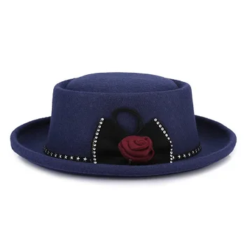 2021 mode mænd og kvinder hat flip jazz hat retro populære uld filt hat flad top hat udendørs fritids-hat