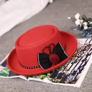 2021 mode mænd og kvinder hat flip jazz hat retro populære uld filt hat flad top hat udendørs fritids-hat