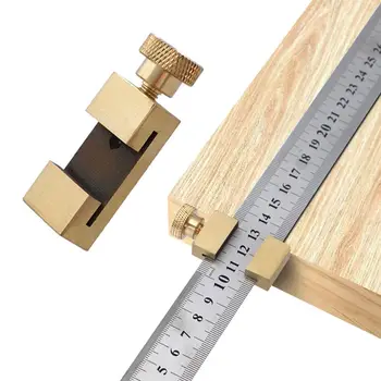 Tømrer-positioneringsblok Holdbar Locator med Stål Lineal Værktøj til Træbearbejdning Hjørne Fast Universal Måle Messing Linje Snor