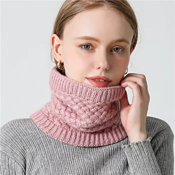 2020 vinteren varmt tørklæde til kvinder strikket hals tørklæder ringe plys børn mænds krave ring kvindelige foulard halstørklæde