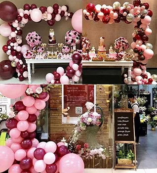 110pcs Balloner Pink Guld Konfetti-Balloner Guirlande Arch og Guld-Fest Baby Brusebad Bourgogne og Guld Bryllup Dekorationer