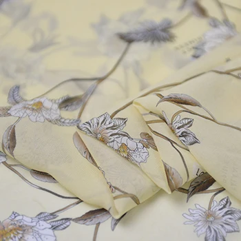 100cm*135cm Elegant Silke Georgette Stof Crepe Naturlig Silke Chiffon Kjole Materiale Blomster