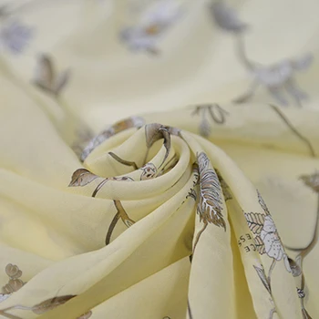 100cm*135cm Elegant Silke Georgette Stof Crepe Naturlig Silke Chiffon Kjole Materiale Blomster