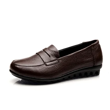 EAGSITY læder sko dagdriver for kvinder lejligheder damer kører sko comfortbale skridsikkerheden slip på loafers for arbejde party