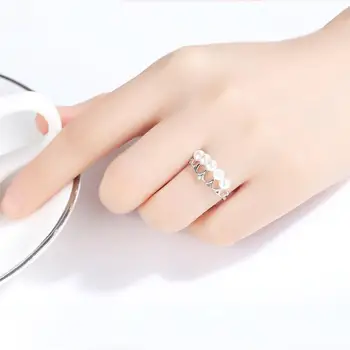2019 Nye Mode 925 Sterling Sølv Fyldt Pearl Crown Ringe til Kvinder Engagement Ring