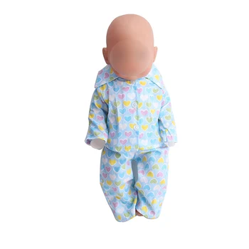 40-43 Cm Dreng Amerikanske Dukker Tøj Nyfødte Trykt Pyjamas Passer til + Bukser Baby Legetøj Kjole Passer 18 Tommer Piger Dukke Gave f11