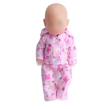 40-43 Cm Dreng Amerikanske Dukker Tøj Nyfødte Trykt Pyjamas Passer til + Bukser Baby Legetøj Kjole Passer 18 Tommer Piger Dukke Gave f11