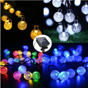 5M 7M 10 M Sol Lampe krystalkugle LED String Lys Flash Vandtæt Fe Til Udendørs Have, Jul, Bryllup Dekoration