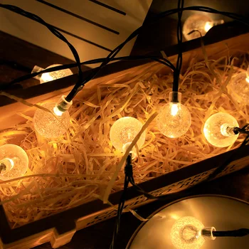 5M 7M 10 M Sol Lampe krystalkugle LED String Lys Flash Vandtæt Fe Til Udendørs Have, Jul, Bryllup Dekoration