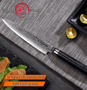 Damascus Kniv Sæt 2 Stk. Japansk Damaskus Stål Køkken Knive vg10 Kok Nytte Damaskus Køkken Kniv i Rustfrit Stål-Værktøjer
