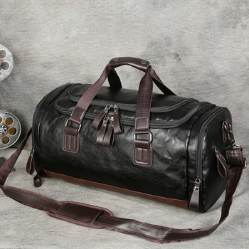 Mænd Kvalitet Læder rejsetasker Carry på Bagage Taske Mænd Duffel Tasker Håndtaske Casual Rejser Tote Store Weekend Taske Hot XA631ZC