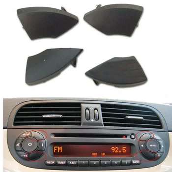 4stk For-Fiat 500 bilradioen cd-knap knapper trimme formen dække fjernelse Sort /elfenben hvid Tilbehør til Bilen Bil dekoration
