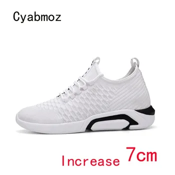 Cyabmoz Mænd sko Sommeren Åndbar Mesh Højde incresing sneakers Ny Elevator 7cm Udendørs Fritids-Hvid Sort Casual Mand sko