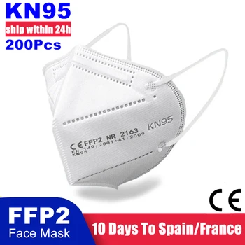 200 Stykker KN95 Mascarillas CE FFP2 Facial ansigtsmaske 5 Lag Beskyttende Filter Sundhedspleje Åndbar 95% Munden Masker For Ansigtet