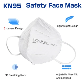 200 Stykker KN95 Mascarillas CE FFP2 Facial ansigtsmaske 5 Lag Beskyttende Filter Sundhedspleje Åndbar 95% Munden Masker For Ansigtet