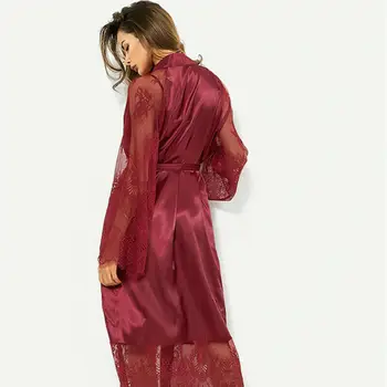 Hirigin Høj Kvalitet, Sort Kvinder Satin, Rayon Robe Sexet Lange Undertøj Nattøj Yukata Kimonoer Natkjole Bælte Simulering silke kjole
