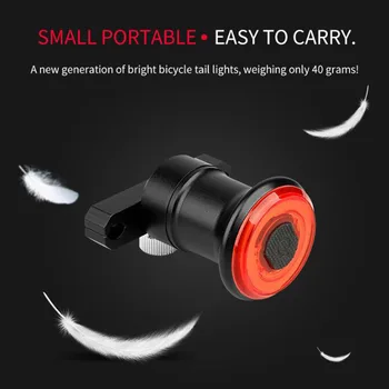 Cykel Lys Smart Sensor USB-Genopladelige LED-MTB Cykel Lys Baglygte 6-Tilstand Aluminium Legering Holder Cykel Tilbehør 16568