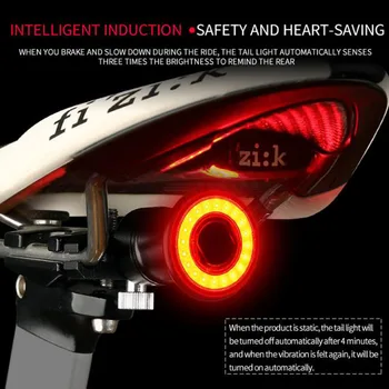 Cykel Lys Smart Sensor USB-Genopladelige LED-MTB Cykel Lys Baglygte 6-Tilstand Aluminium Legering Holder Cykel Tilbehør