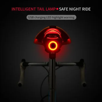 Cykel Lys Smart Sensor USB-Genopladelige LED-MTB Cykel Lys Baglygte 6-Tilstand Aluminium Legering Holder Cykel Tilbehør
