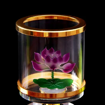 Traditionel Kinesisk Krystal Lotus Lampe til Hjemmet Udsmykning Buddha Seven Star Candlestick Religiøs Aktivitet lysestage